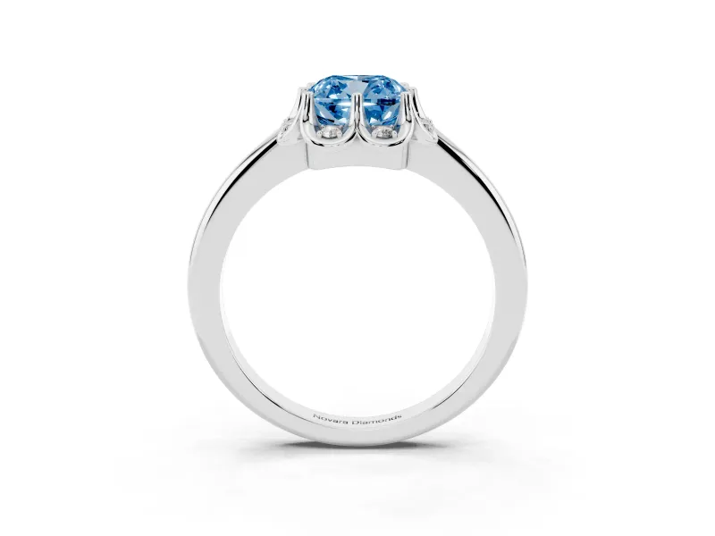 Cushion Cut Petal Halo Engagement Ring Setting for a Fancy Blue Lab-Grown Diamond | Sterling Silver