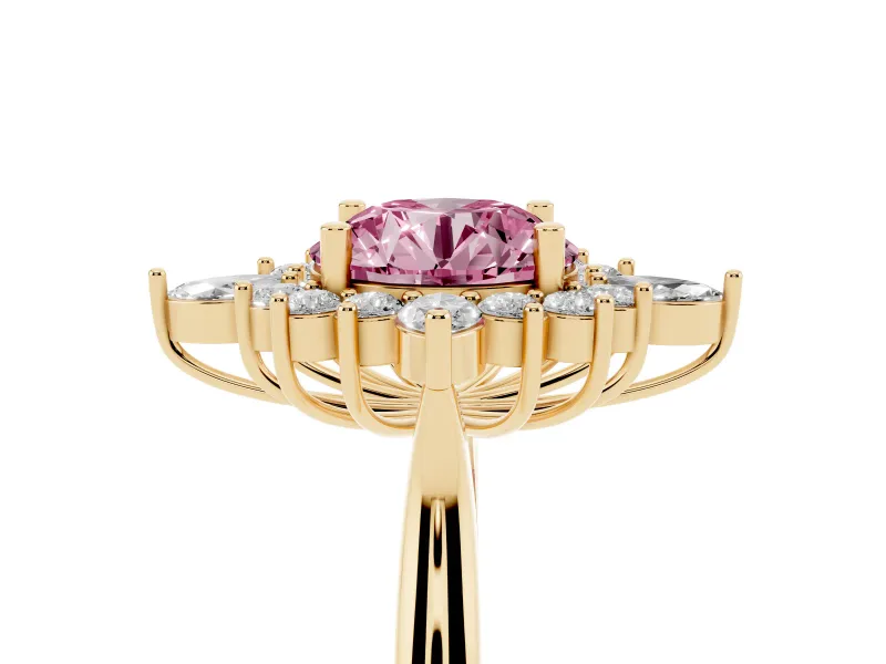Round Engagement Ring Setting for a Fancy Pink Lab-Grown Diamond | Yellow Gold - Design NV-24790