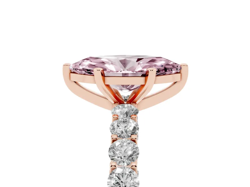 Marquise Shared Prong Engagement Ring Setting for a Fancy Pink Lab-Grown Diamond | Rose Gold