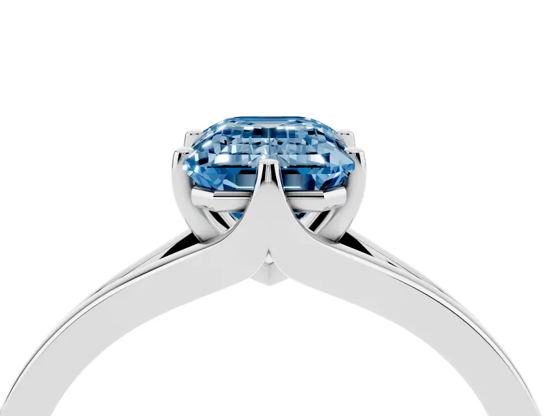 Emerald Cut Split Shank Engagement Ring Setting for a Fancy Blue Lab-Grown Diamond | White Gold