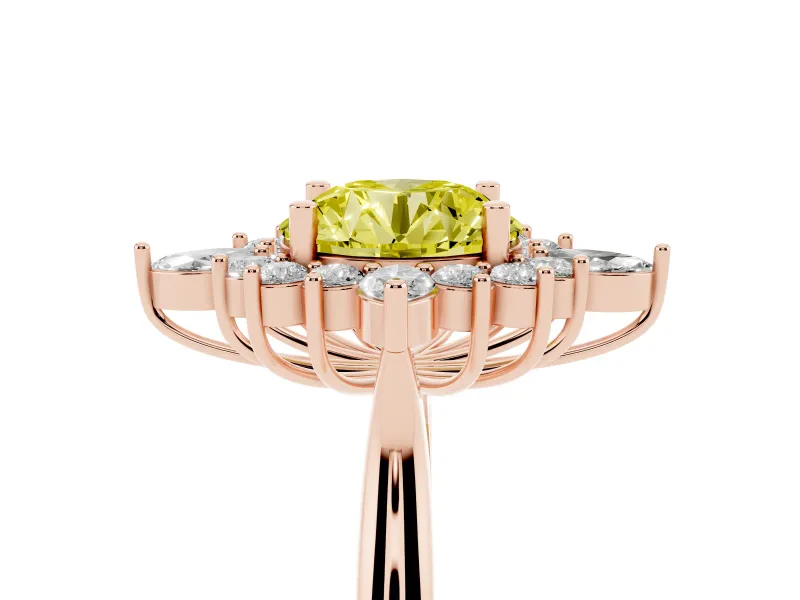 Round Engagement Ring Setting for a Fancy Yellow Lab-Grown Diamond | Rose Gold - Design NV-24790