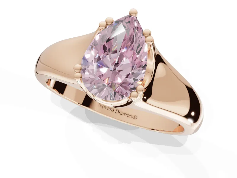 Pear-Shaped Double Claw Solitaire Engagement Ring Setting for a Fancy Pink Lab-Grown Diamond | Rose Gold