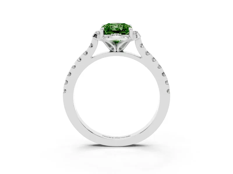 Radiant Cut Floral Petal Engagement Ring Setting for a Fancy Green Lab-Grown Diamond | Petal Accents | Platinum