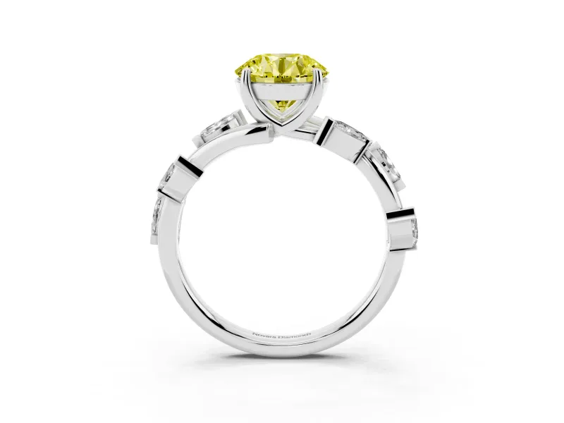 Round Twisted Vine Engagement Ring Setting for a Fancy Yellow Lab-Grown Diamond | White Gold