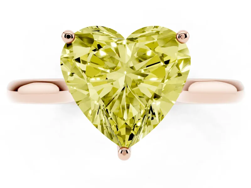 Heart-Shaped Cathedral Engagement Ring Setting for a Fancy Yellow Lab-Grown Diamond | Rose Gold