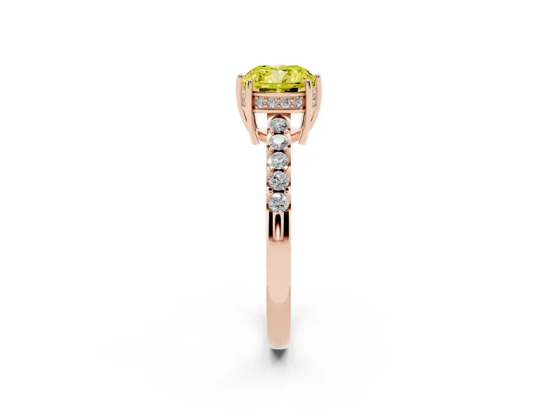 Cushion Cut Engagement Ring Setting for a Fancy Yellow Lab-Grown Diamond | Rose Gold - Design NV-24649