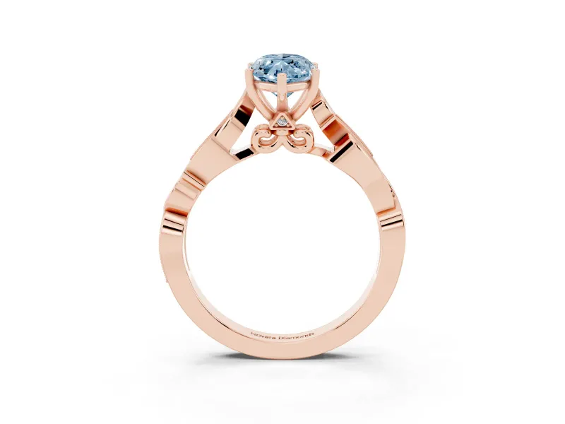 Marquise Vine Engagement Ring Setting for a Fancy Blue Lab-Grown Diamond | Rose Gold