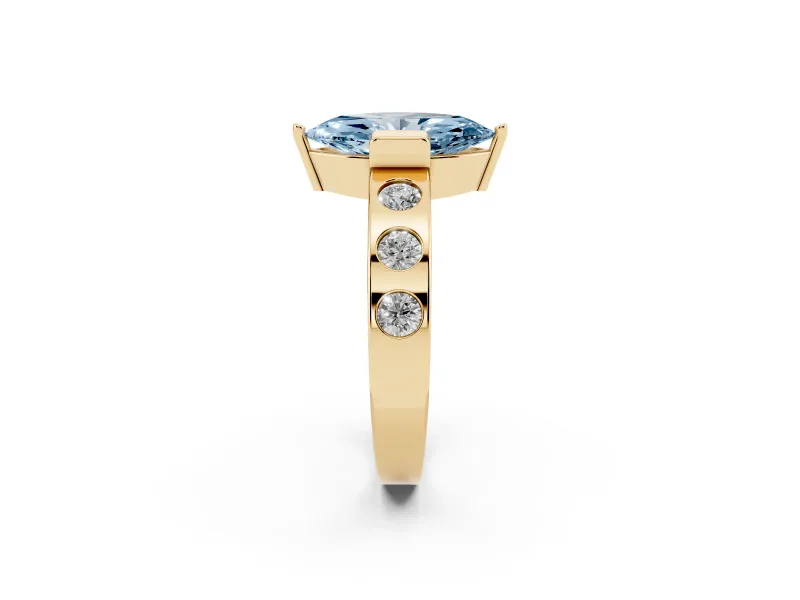 Marquise Tension Style Engagement Ring Setting for a Fancy Blue Lab-Grown Diamond | Yellow Gold