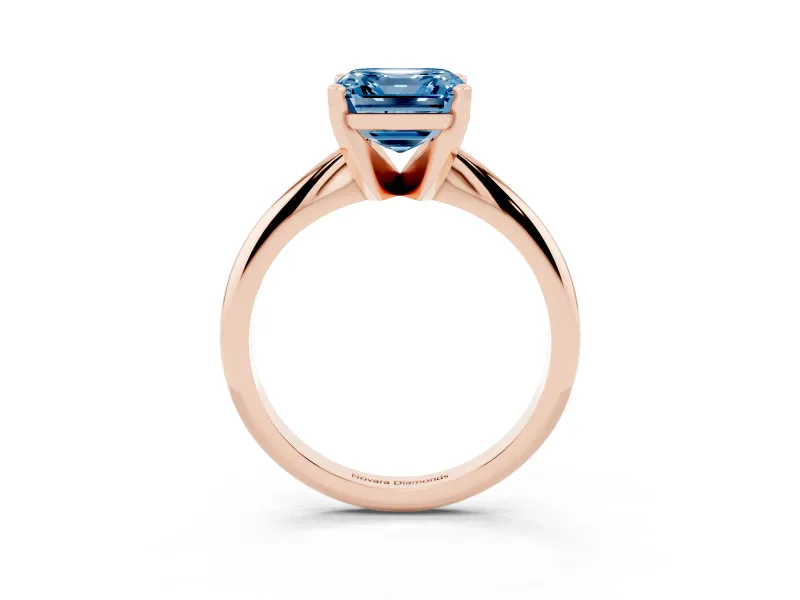 Asscher Cut Engagement Ring Setting for a Fancy Blue Lab-Grown Diamond | Rose Gold