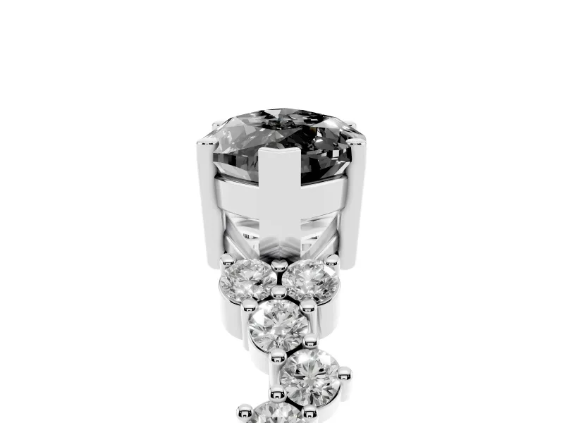 Marquise Scattered Accent Engagement Ring Setting for a Black Center | Slim Band | White Gold