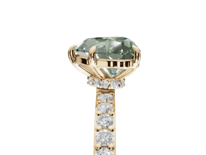 Heart-Shaped Pavé Engagement Ring Setting for a Fancy Green Lab-Grown Diamond | Yellow Gold - Design NV-24928