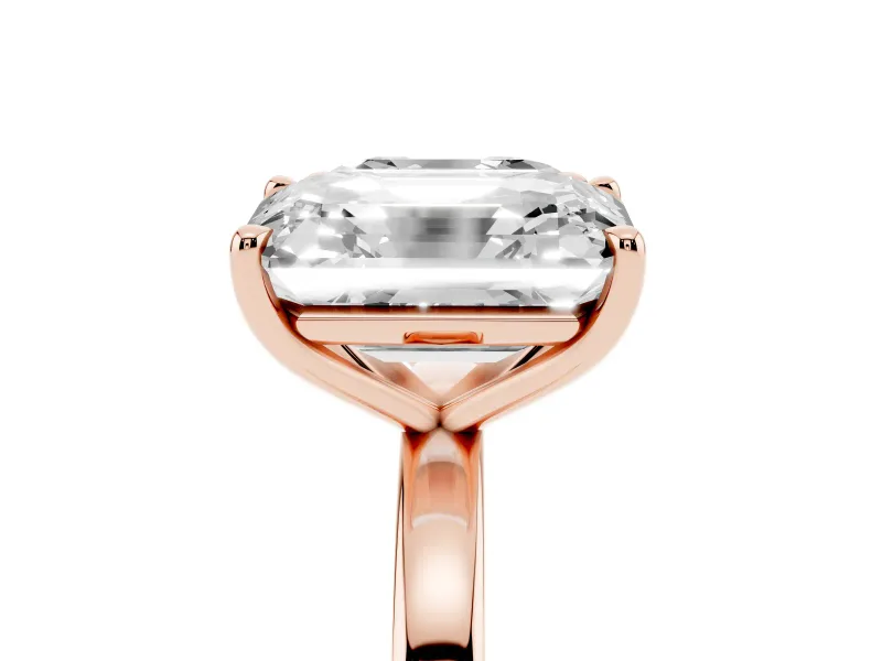 Asscher Cut and Emerald Cut Toi Moi Ring Set in Rose gold with Prong Setting