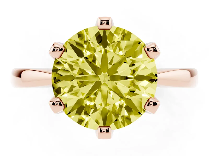 Round Tapered Solitaire Engagement Ring Setting for a Fancy Yellow Lab-Grown Diamond | Claw Prong Head | Rose Gold