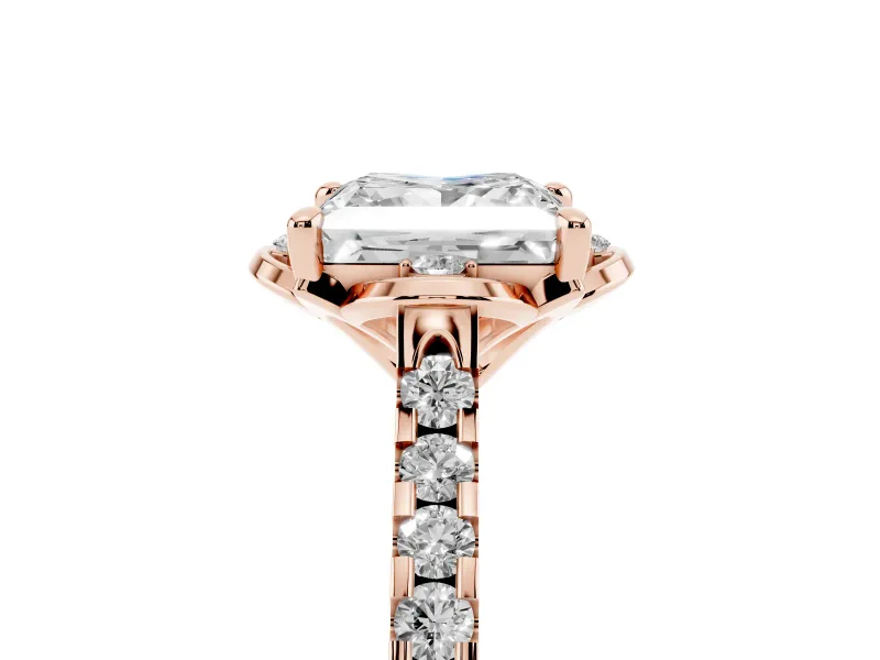 Princess Cut Floral Petal Engagement Ring Setting | Petal Accents | Rose Gold