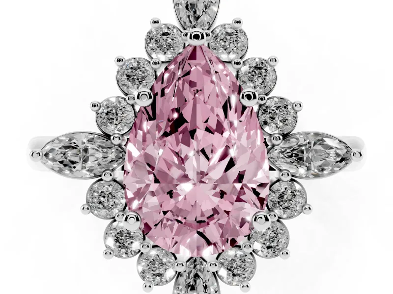 Pear-Shaped Engagement Ring Setting for a Fancy Pink Lab-Grown Diamond | White Gold - Design NV-24790