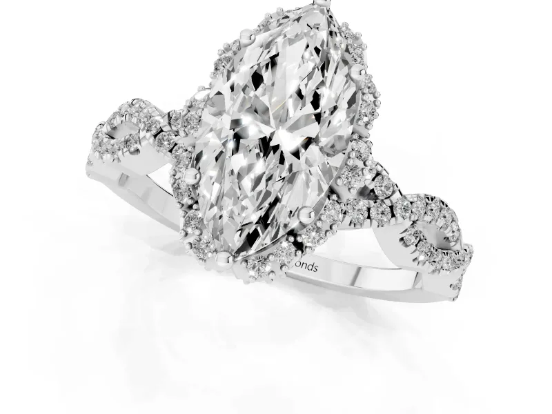 Marquise Milgrain Halo Engagement Ring Setting | Graduated Shoulders | Platinum