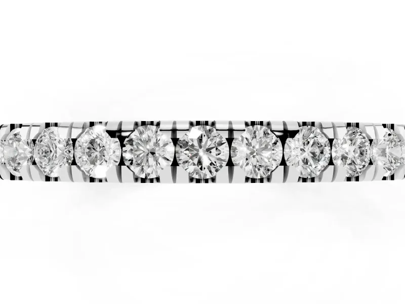 Round Lab-Grown Diamond Pavé Half Eternity Wedding Band | U-Prong Setting | Platinum