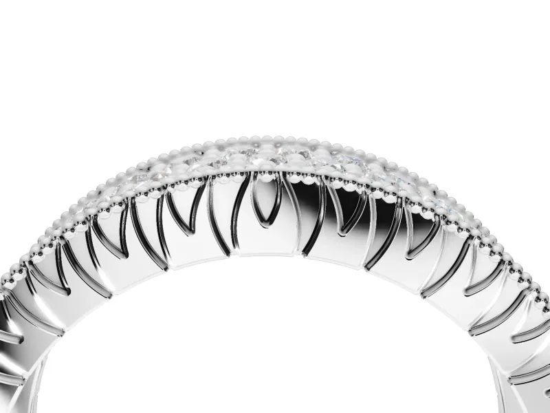 Round Lab-Grown Diamond Wide Pavé Wedding Band | Milgrain Edges | Platinum