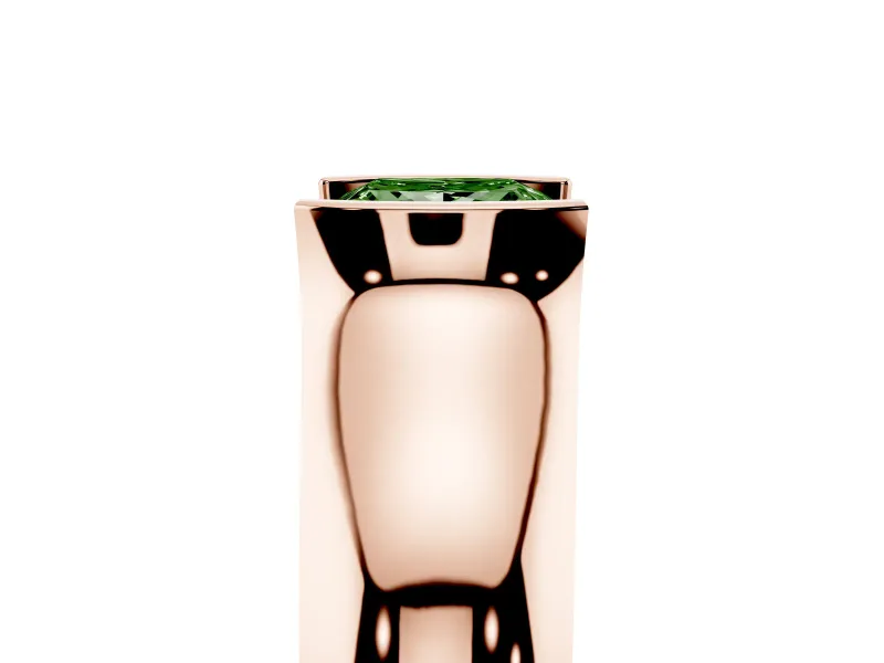 Princess Cut Half Bezel Solitaire Engagement Ring Setting for a Fancy Green Lab-Grown Diamond | Wide Band | Rose Gold
