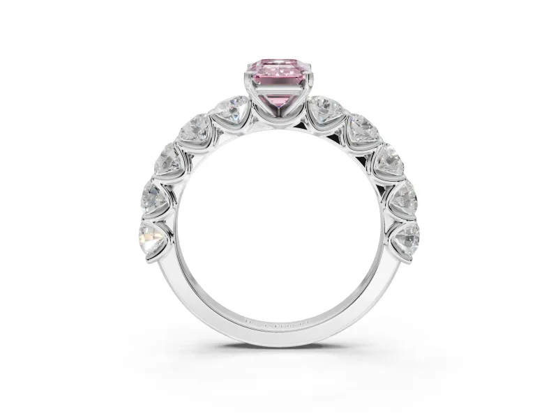 Emerald Cut Engagement Ring Setting for a Fancy Pink Lab-Grown Diamond | Sterling Silver - Design NV-24455