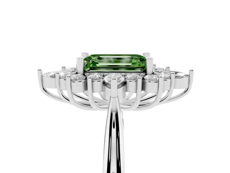 Emerald Cut Engagement Ring Setting for a Fancy Green Lab-Grown Diamond | Platinum - Design NV-24790