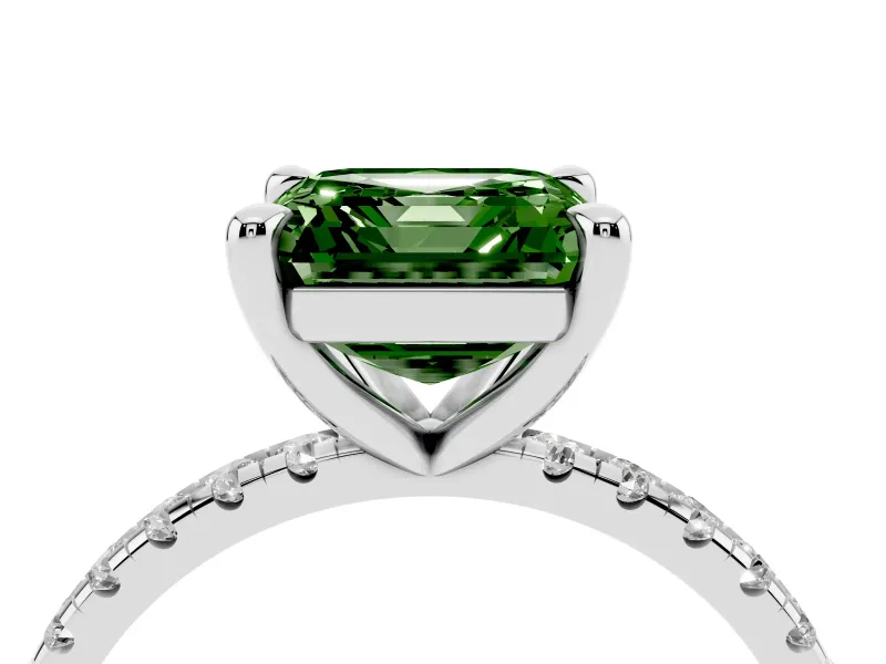 Asscher Cut Engagement Ring Setting for a Fancy Green Lab-Grown Diamond | Sterling Silver - Design NV-24579