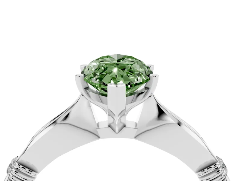 Marquise Floral Solitaire Engagement Ring Setting for a Fancy Green Lab-Grown Diamond | Platinum
