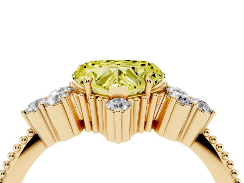 Heart-Shaped Cluster Engagement Ring Setting for a Fancy Yellow Lab-Grown Diamond | Yellow Gold