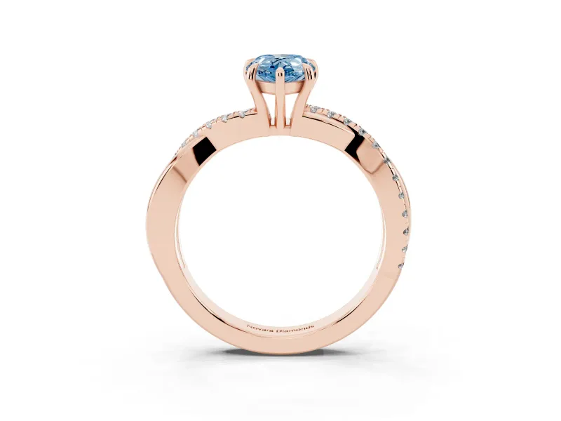 Pear-Shaped Crossover Engagement Ring Setting for a Fancy Blue Lab-Grown Diamond | Rose Gold