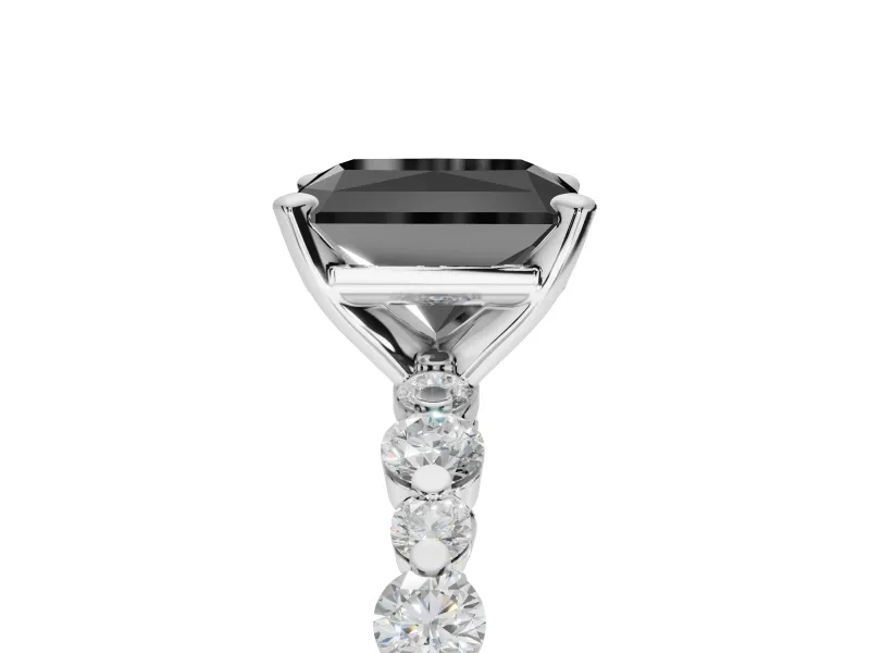 Radiant Cut Pavé Engagement Ring Setting for a Black Center | Alternating Accents | Platinum