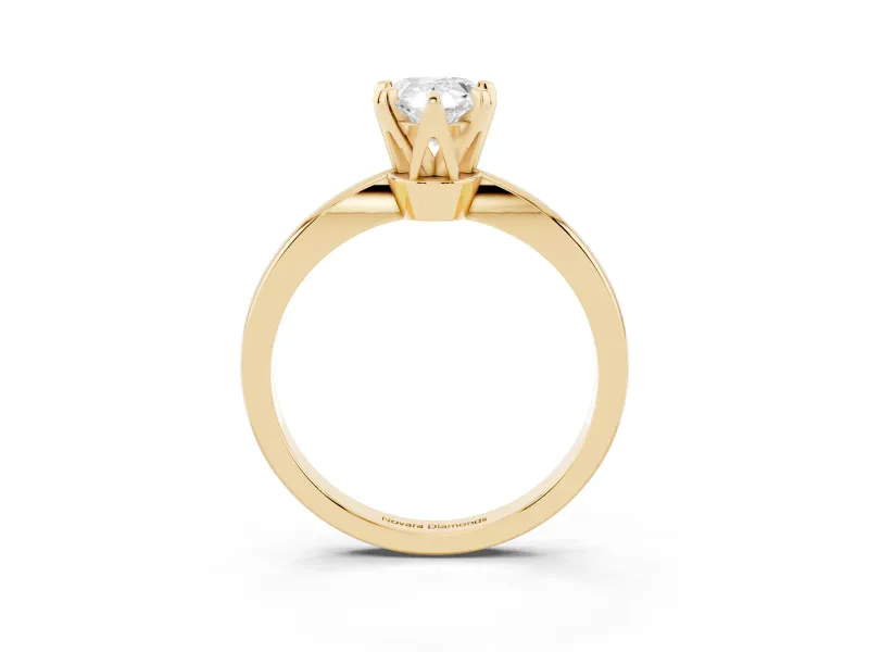Pear-Shaped Tapered Solitaire Engagement Ring Setting | Claw Prong Head | Yellow Gold