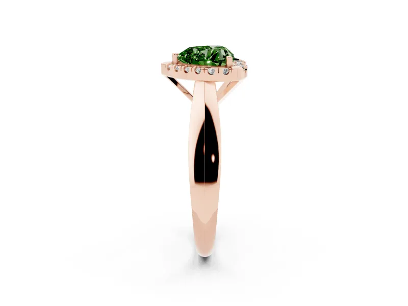 Heart-Shaped Halo Engagement Ring Setting for a Fancy Green Lab-Grown Diamond | Square Profile Band | Rose Gold