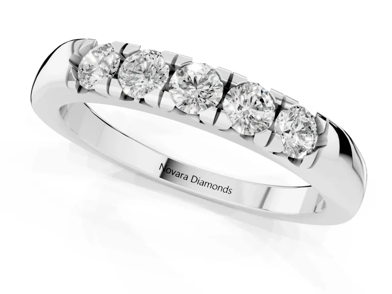 Round Diamond Half Eternity Band Set in Silver with Channel Setting