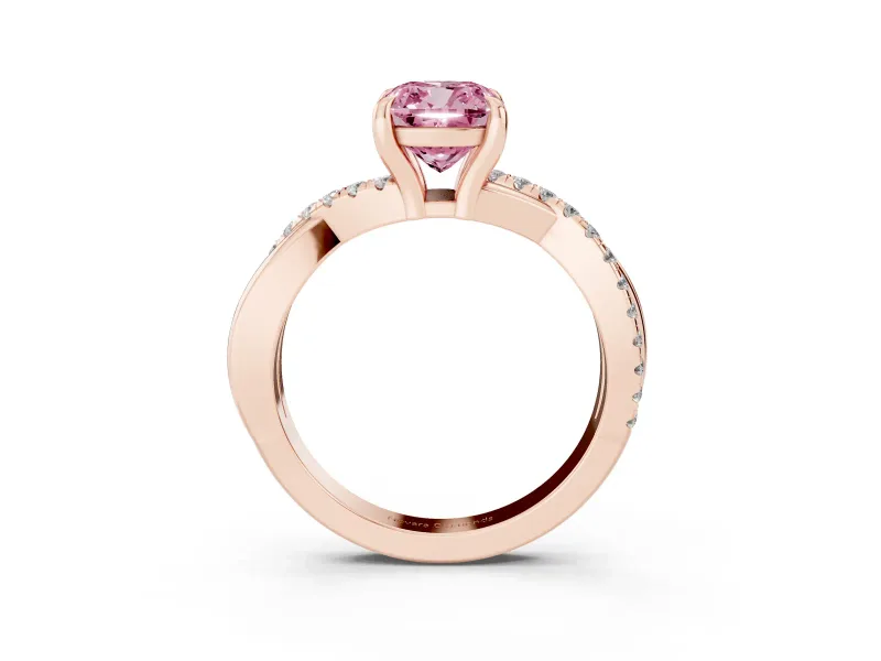 Cushion Cut Twist Engagement Ring Setting for a Fancy Pink Lab-Grown Diamond | Rose Gold
