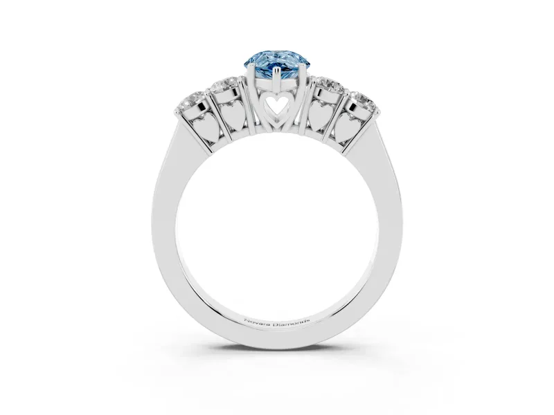 Pear-Shaped 5 Stone Engagement Ring Setting for a Fancy Blue Lab-Grown Diamond | Sterling Silver