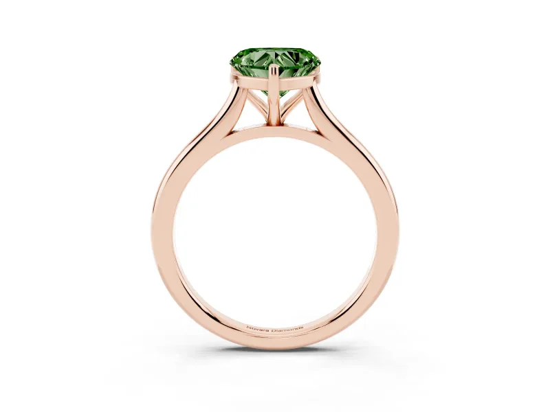Heart-Shaped Cathedral Engagement Ring Setting for a Fancy Green Lab-Grown Diamond | Rose Gold