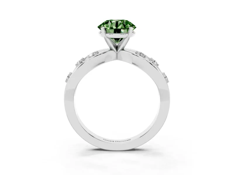 Round Loop Engagement Ring Setting for a Fancy Green Lab-Grown Diamond | Sterling Silver