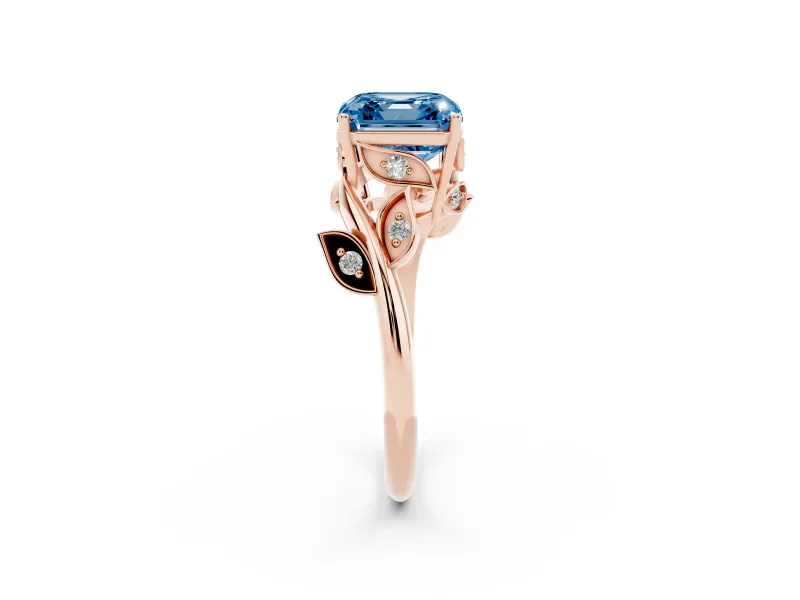 Asscher Cut Twisted Bypass Engagement Ring Setting for a Fancy Blue Lab-Grown Diamond | Rose Gold
