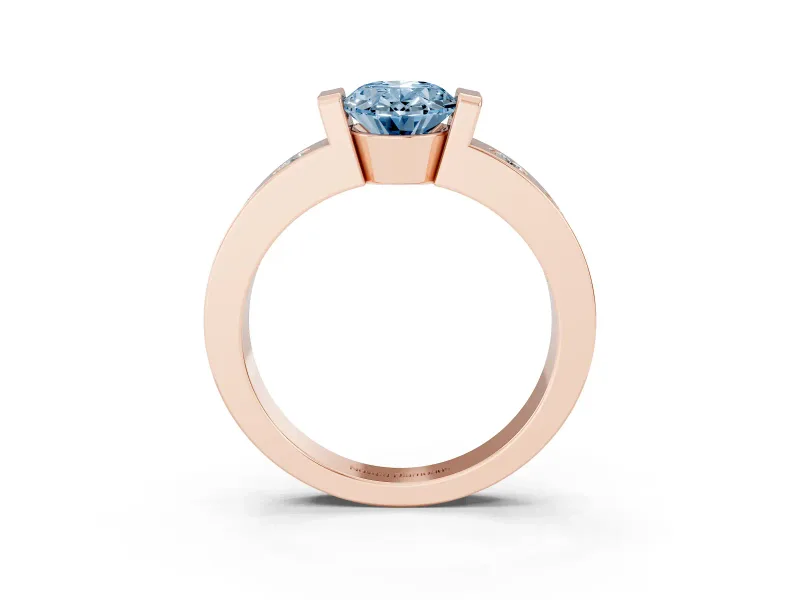 Oval Tension Style Engagement Ring Setting for a Fancy Blue Lab-Grown Diamond | Rose Gold