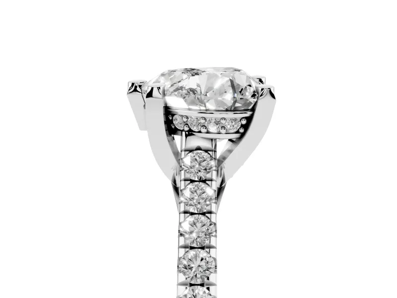 Heart-Shaped Hidden Halo Pave Engagement Ring Setting | Claw Prongs | White Gold