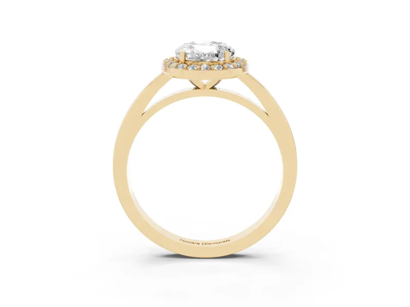 Oval Cut Diamond Halo Ring Set in Yellow gold with Solitaire Band and Prong Setting