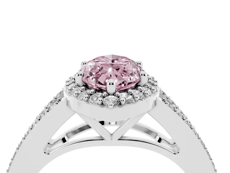 Marquise Split Shank Halo Engagement Ring Setting for a Fancy Pink Lab-Grown Diamond | White Gold