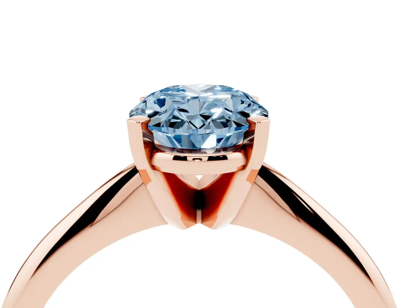 Oval Solitaire Engagement Ring Setting for a Fancy Blue Lab-Grown Diamond | Rose Gold