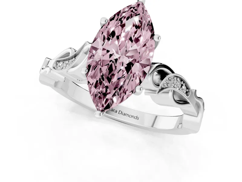 Marquise Vine Engagement Ring Setting for a Fancy Pink Lab-Grown Diamond | Platinum