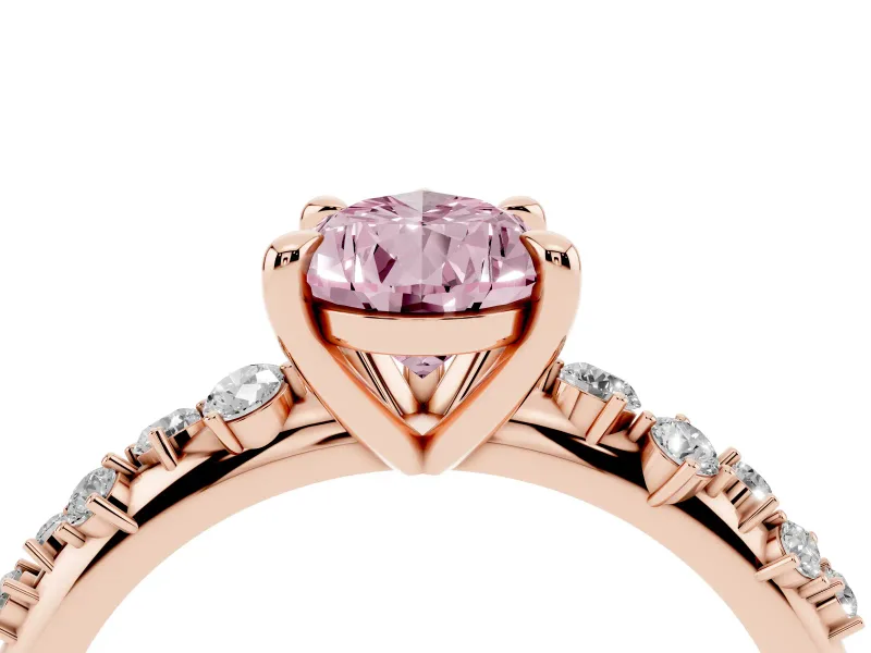Pear-Shaped Graduated Accent Engagement Ring Setting for a Fancy Pink Lab-Grown Diamond | Rose Gold