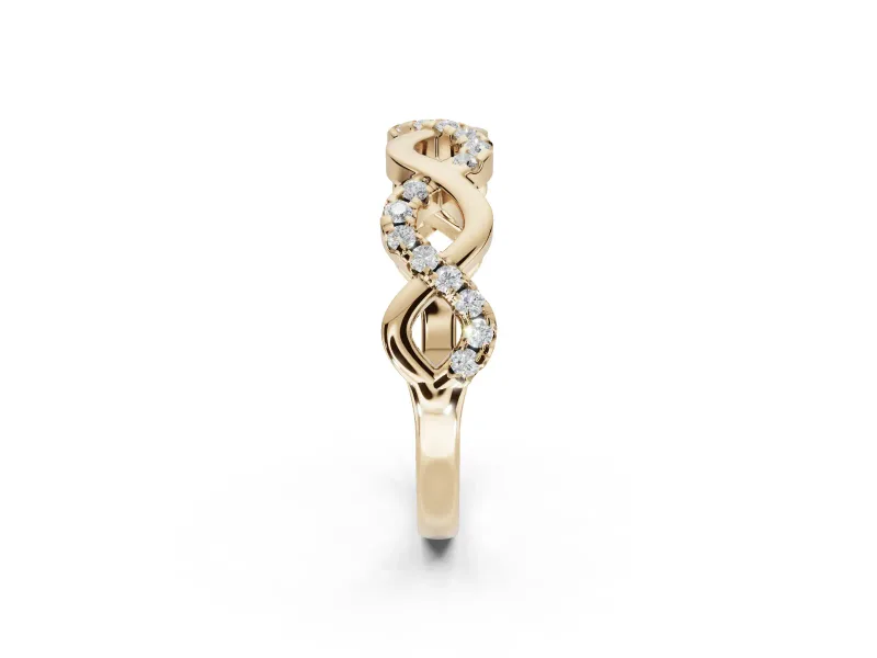Round Lab-Grown Diamond Infinity Twist Wedding Band | Pavé and Polished | Yellow Gold