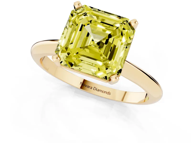 Asscher Cut Engagement Ring Setting for a Fancy Yellow Lab-Grown Diamond | Yellow Gold