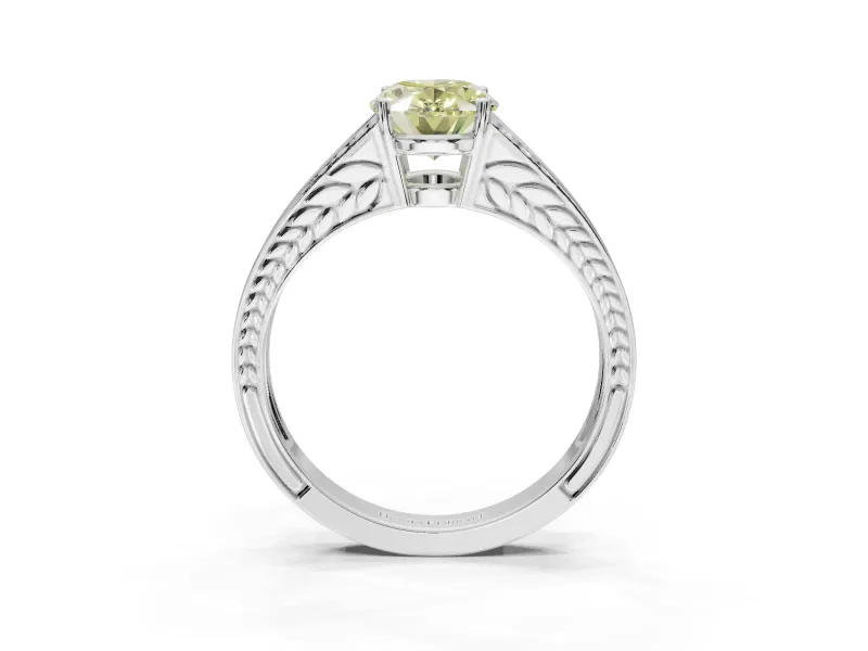 Oval Split Shank Pavé Engagement Ring Setting for a Fancy Yellow Lab-Grown Diamond | Platinum