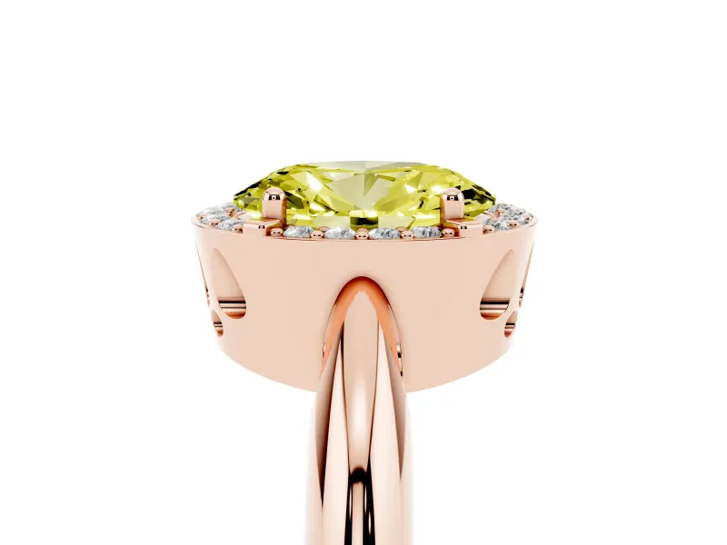 Oval Halo Engagement Ring Setting for a Fancy Yellow Lab-Grown Diamond | Plain Band | Rose Gold