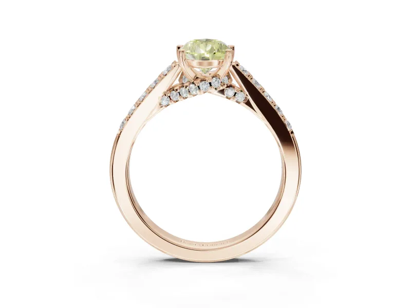 Pear-Shaped Pavé Solitaire Engagement Ring Setting for a Fancy Yellow Lab-Grown Diamond | Crossover Gallery | Rose Gold